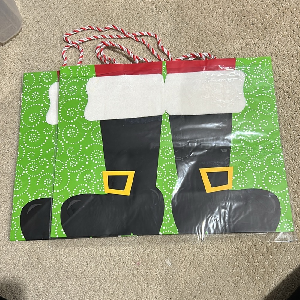 2 Santa Boots Christmas Gift Bags